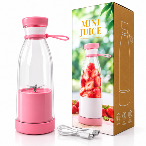 5334a Blender Portable Juicer For Smoothie Juice Vegetable Shakes With 6 Blades Wireless Charging Mini Personal Size Mixer Bottle Grinder 420 Ml Multicolor