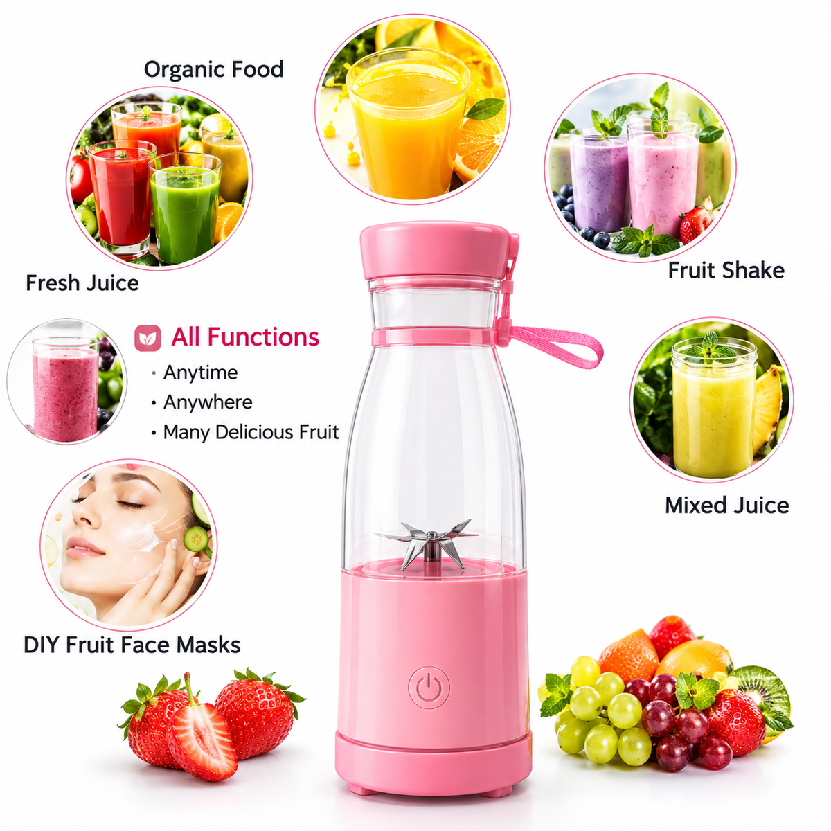 5334a Blender Portable Juicer For Smoothie Juice Vegetable Shakes With ...